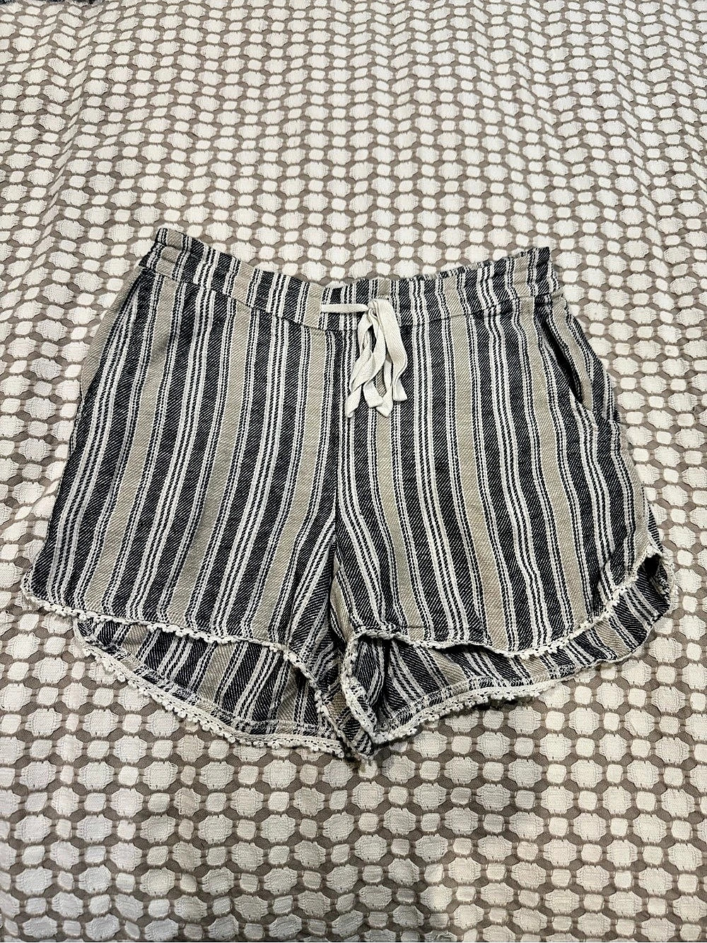 Caslon Striped Drawstring Linen Blend Shorts Size S